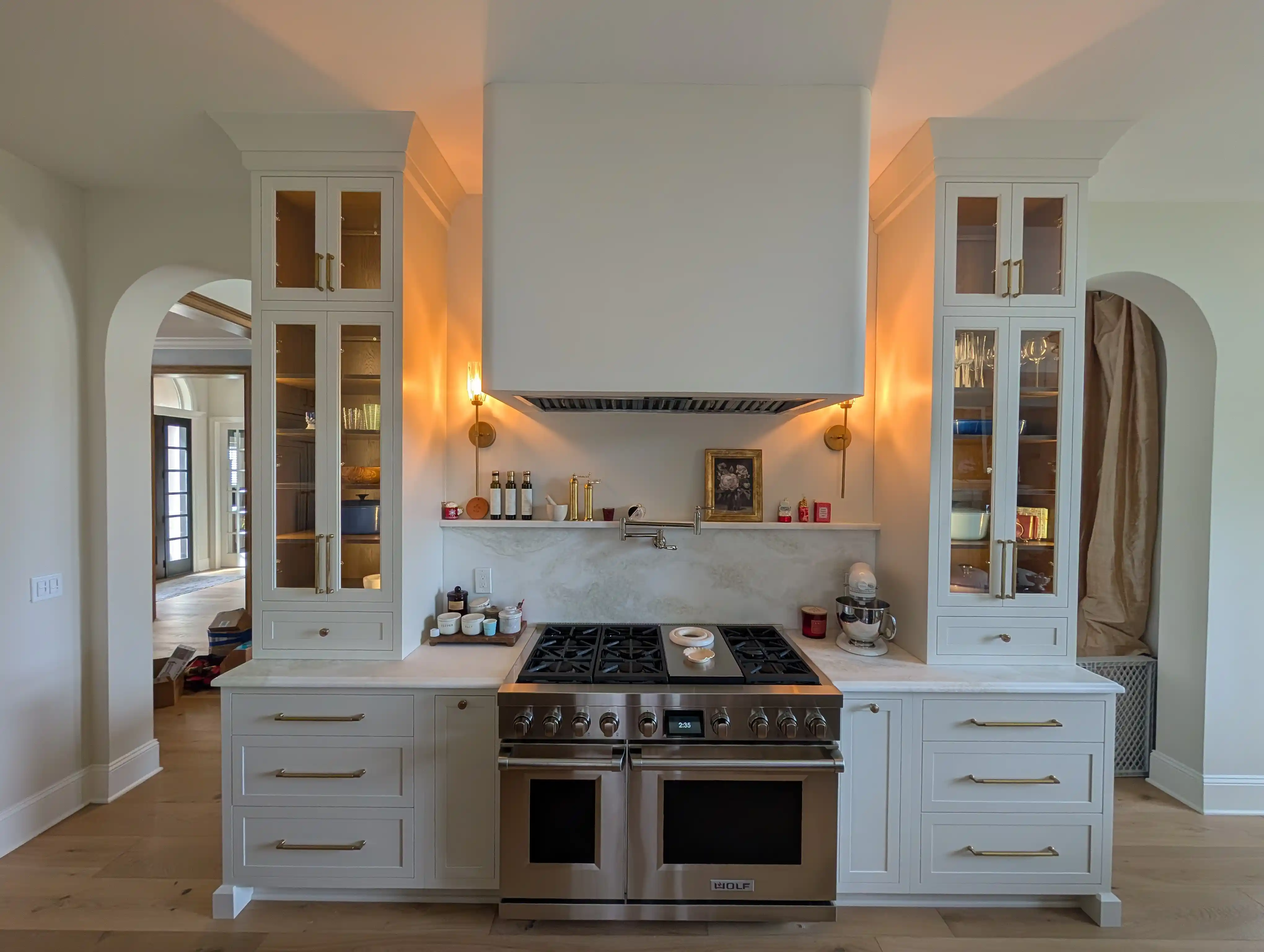 Custom Radius Range Hood Cover & Kitchen Cabinets